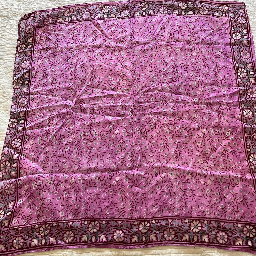Floral Pink Silk Scarf